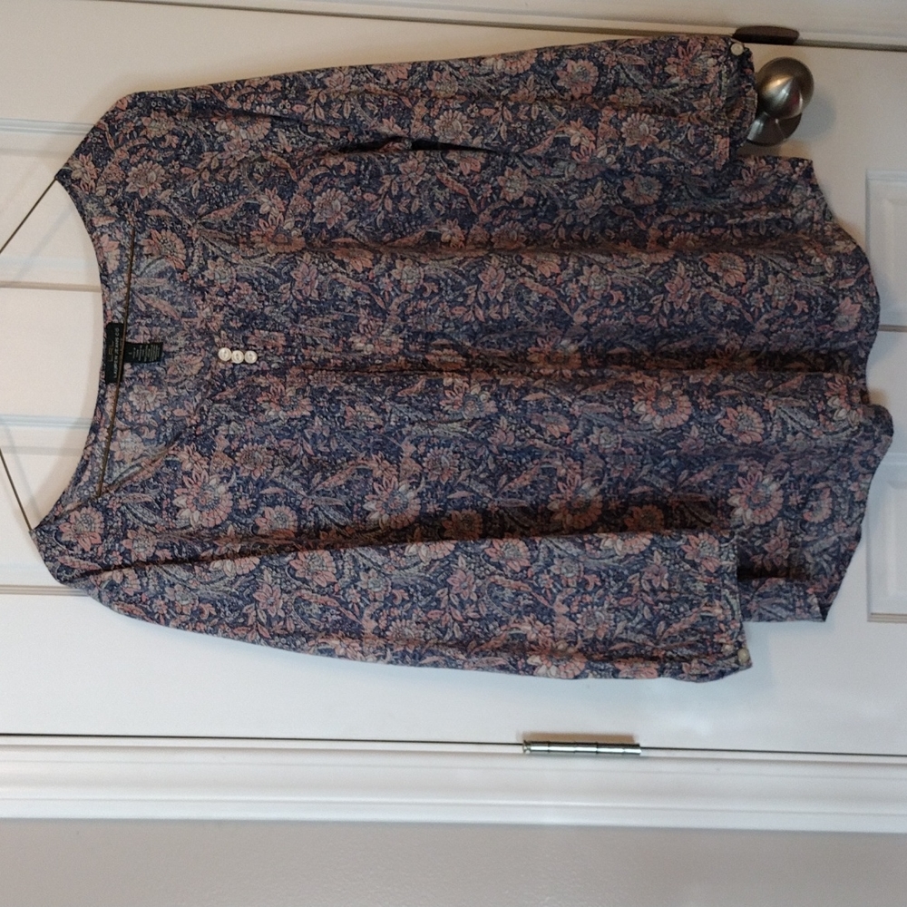 Ralph Lauren 3/4 sleeve floral blouse.